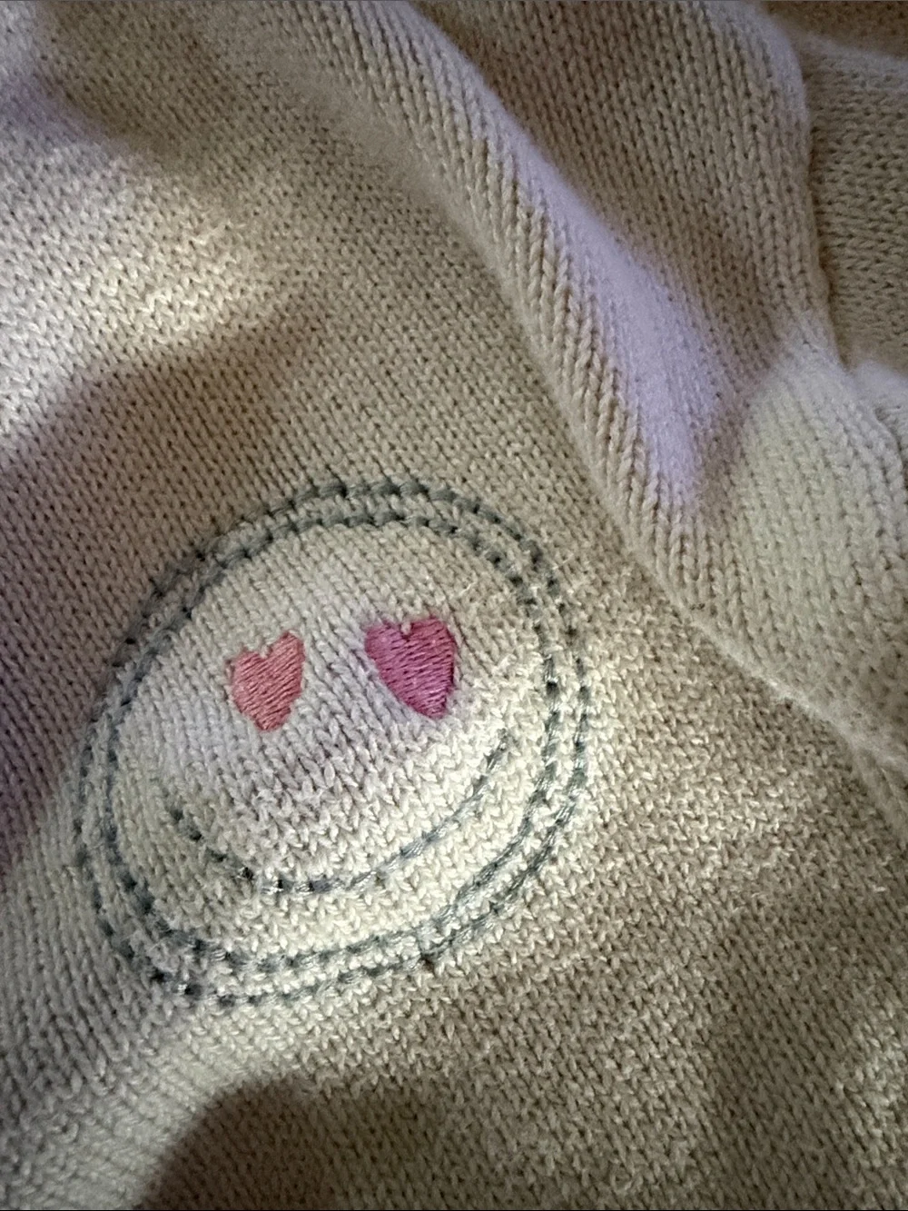 GAP Cream Cardigan with Rainbow Trim and Colorful Embroidered Accents